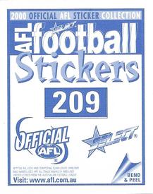 2000 Select AFL Stickers #209 Nathan Burke Back